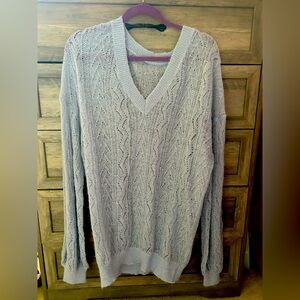 Oversized women's light blue/periwinkle V-Neck Sweater